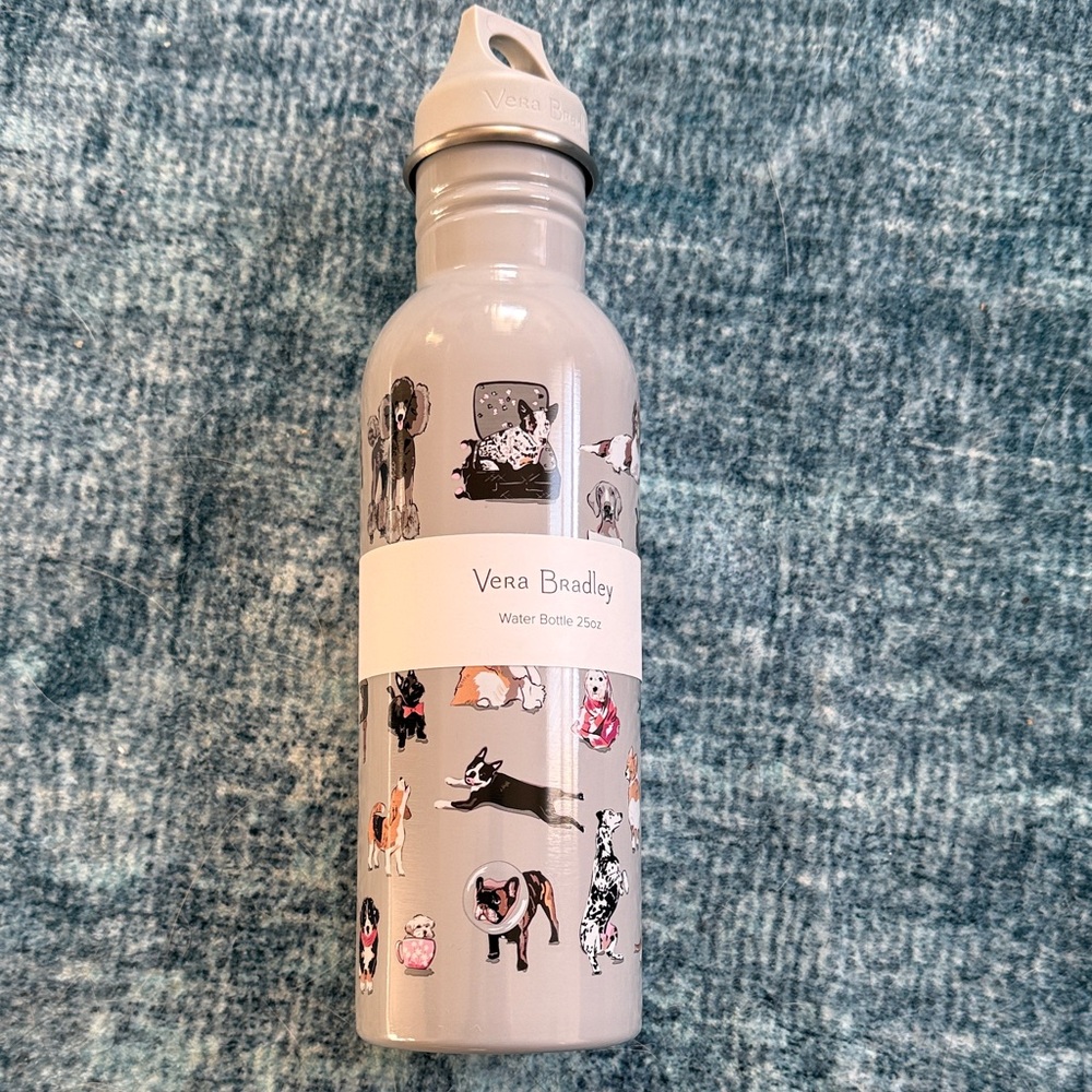 Vera Bradley Gray Dog Pattern Water Bottle